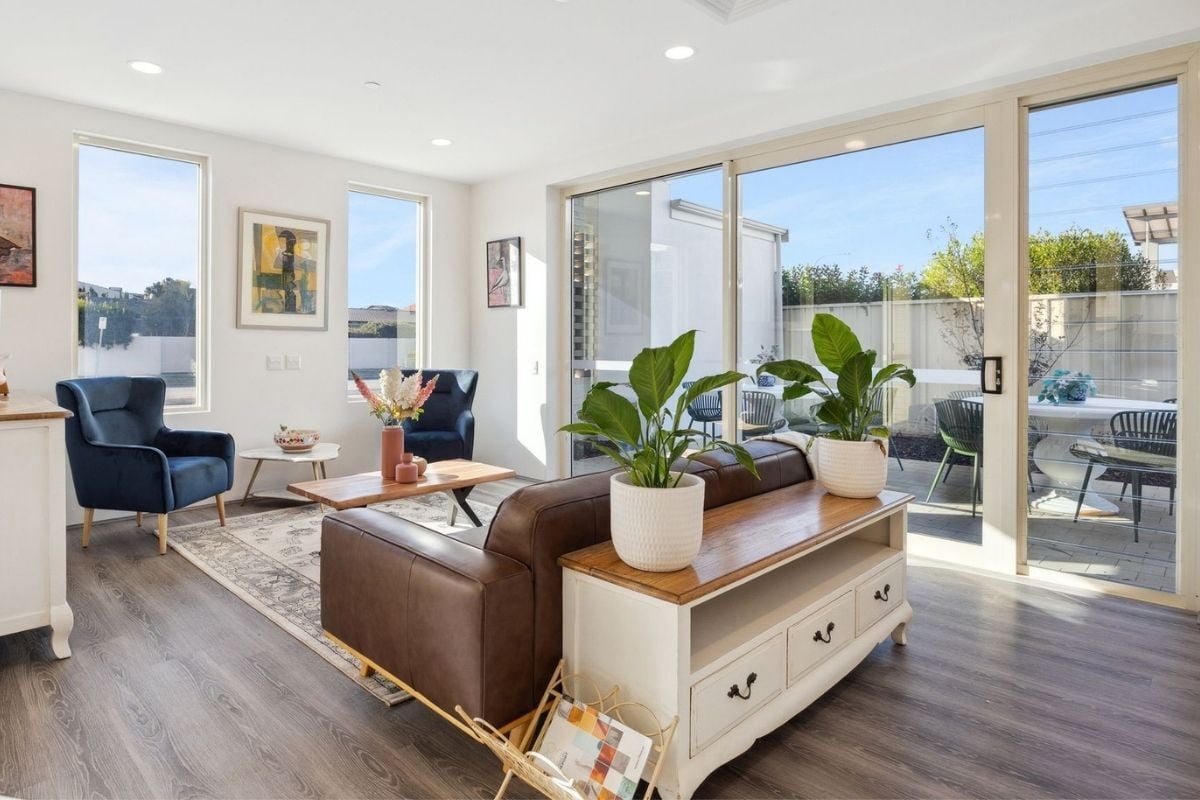 apartment interior showing lounge and window views